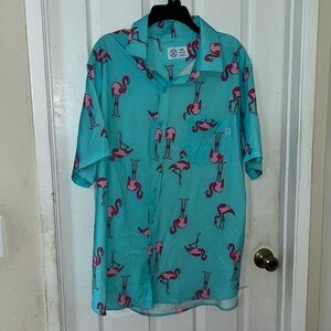 Hurley Flamingo pattern Hawaiian shirt men XXL